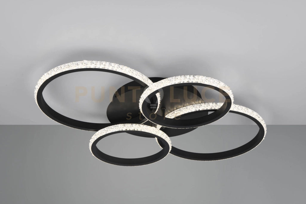 CIRES PLAFONIERA LED 27W 3400lm, 4000K NERA CON DIFFUSORE EFFETTO CRISTALLO E DIMMERAZIONE INTENSITA' CON INTERRUTTORE L. 66CM