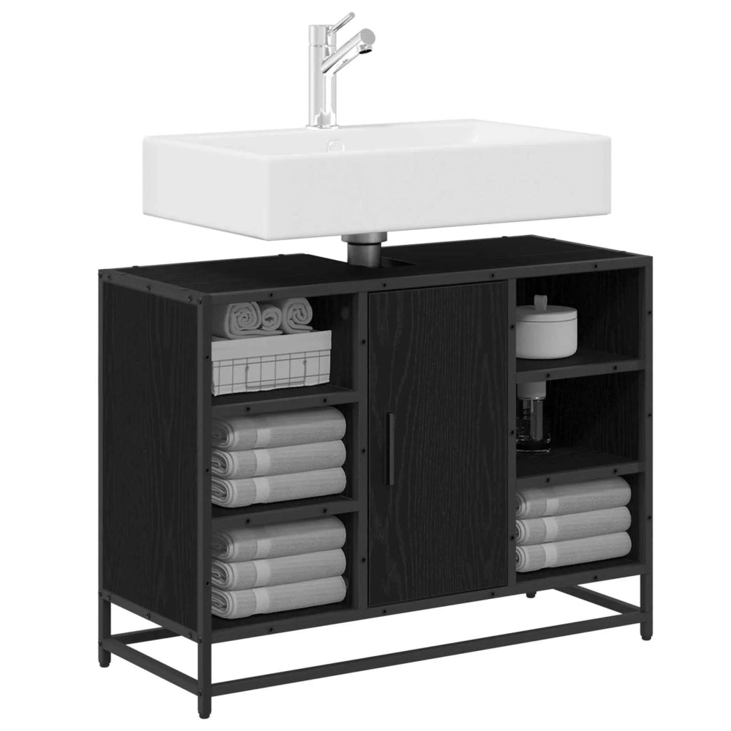 Mobile da Bagno Rovere Nero 80 x 33 x 60 cm Legno multistrato 883639