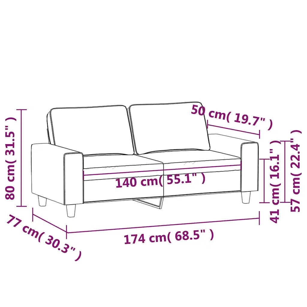 Divano | Divano da soggiorno | Sofa a 2 Posti Nero 120 cm in Tessuto