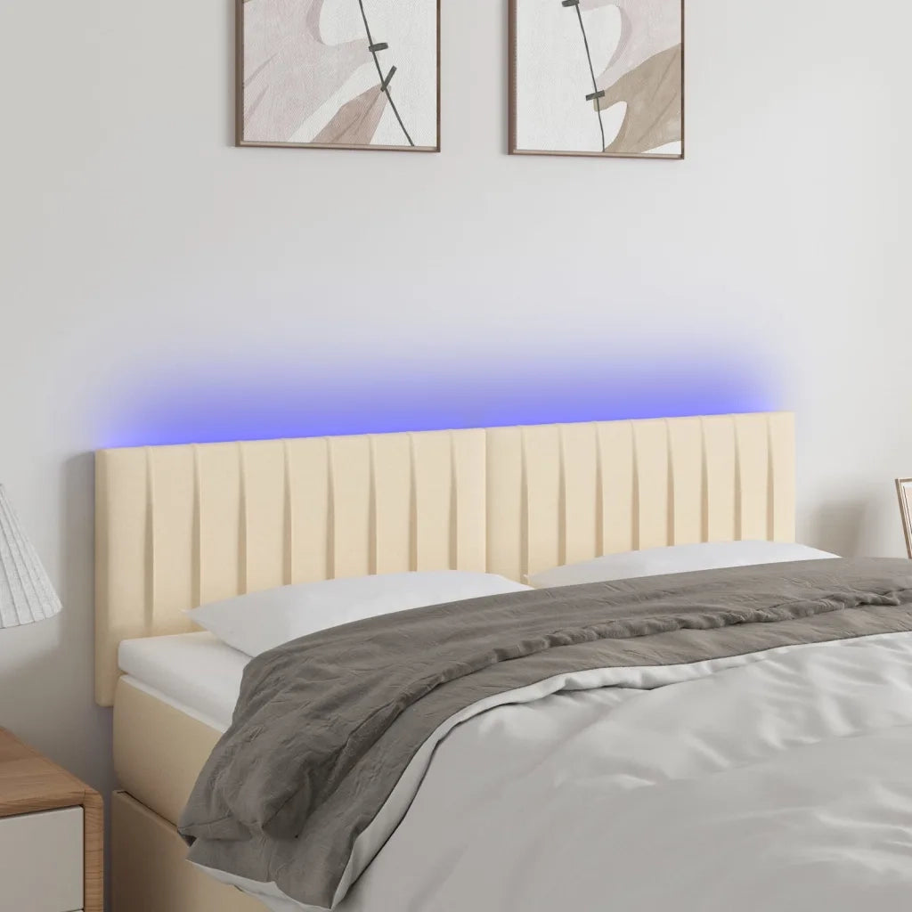 Testiera a LED Crema 144x5x78/88 cm in Tessuto