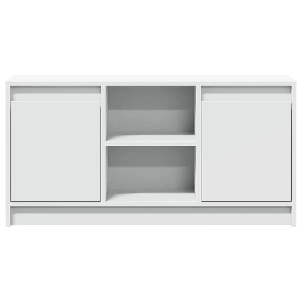 Porta TV multimediale scaffale per televisione televisione buffet sala da pranzo soggiorno camera da letto con LED 100 x 34 x 50 cm derivati ​​del legno bianco 02_0026428