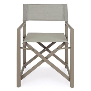 Set 2 Sedie Regista Mare Pieghevoli 48x56x86 cm in Alluminio e Textilene Gilda Ecrù