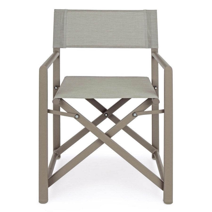 Set 2 Sedie Regista Mare Pieghevoli 48x56x86 cm in Alluminio e Textilene Gilda Ecrù