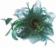 Cappello Vintage a Fiocchi - Set di Fascia per Capelli - Fiore di Stoffa per Capelli - Verde Pappagallo - Unico Modello - Per Donne e Ragazze