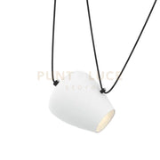 FOCUS-B Lampadario a sospensione vetro bianco attacco E27 senza base cavo in tessuto