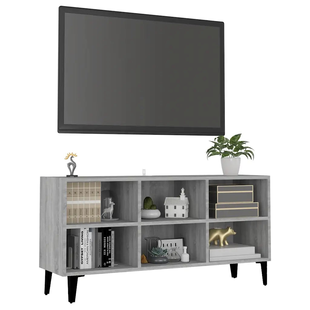 Mobile TV con Gambe in Metallo Grigio Sonoma 103,5x30x50 cm 813156