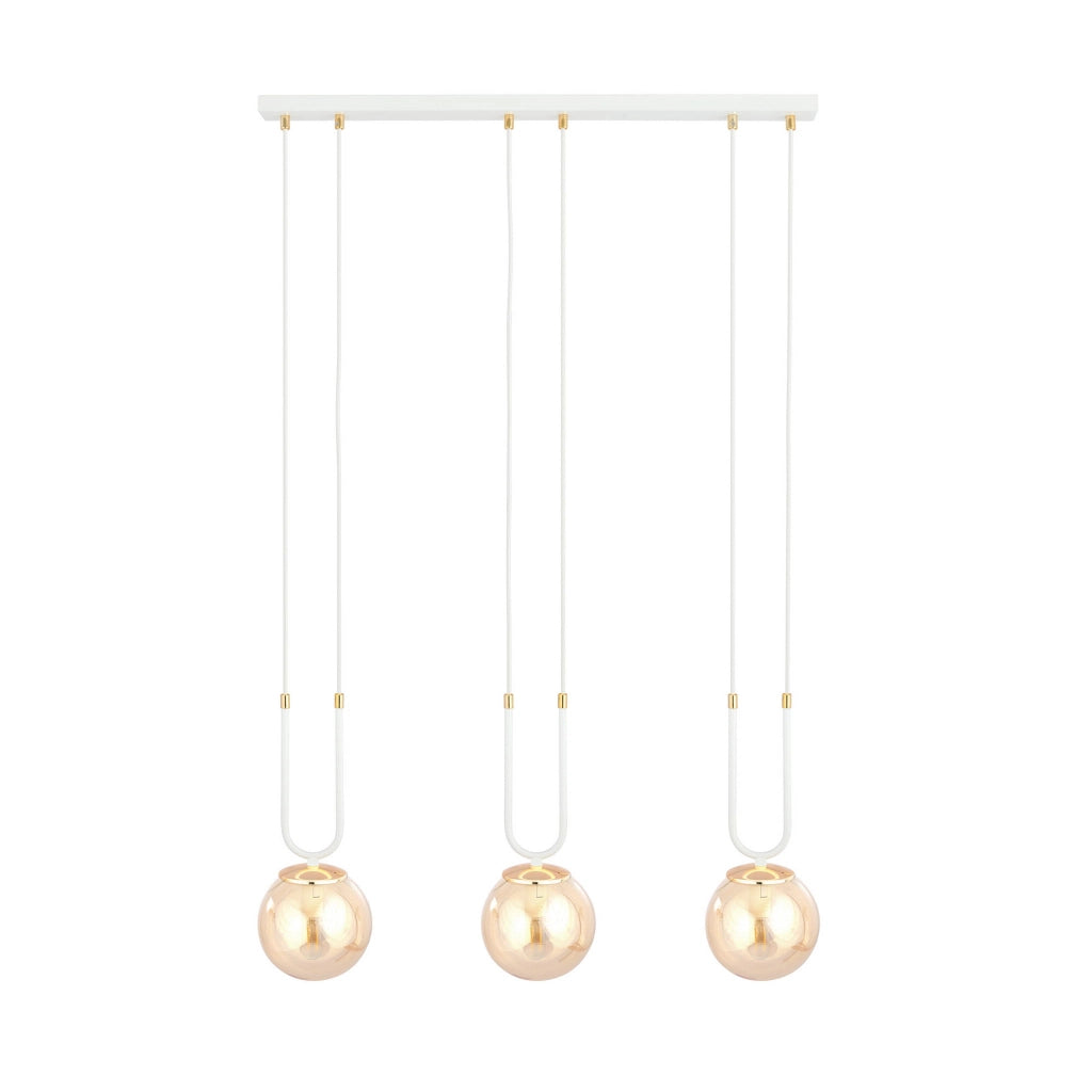 Emibig Glam 3 Lampadario 3xE14 bianco oro miele vetro