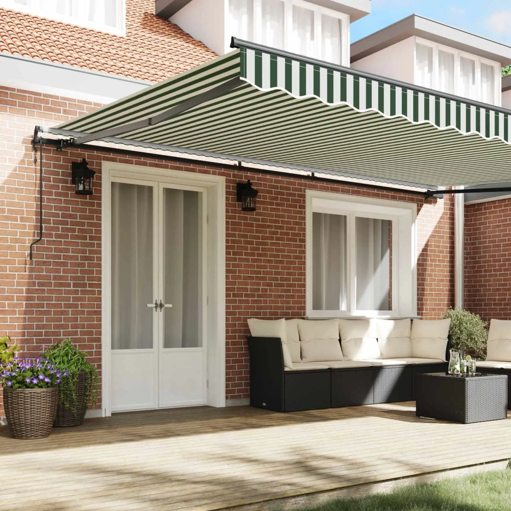 Tenda Retrattile Verde e Bianco 500 × 350 cm 3331587