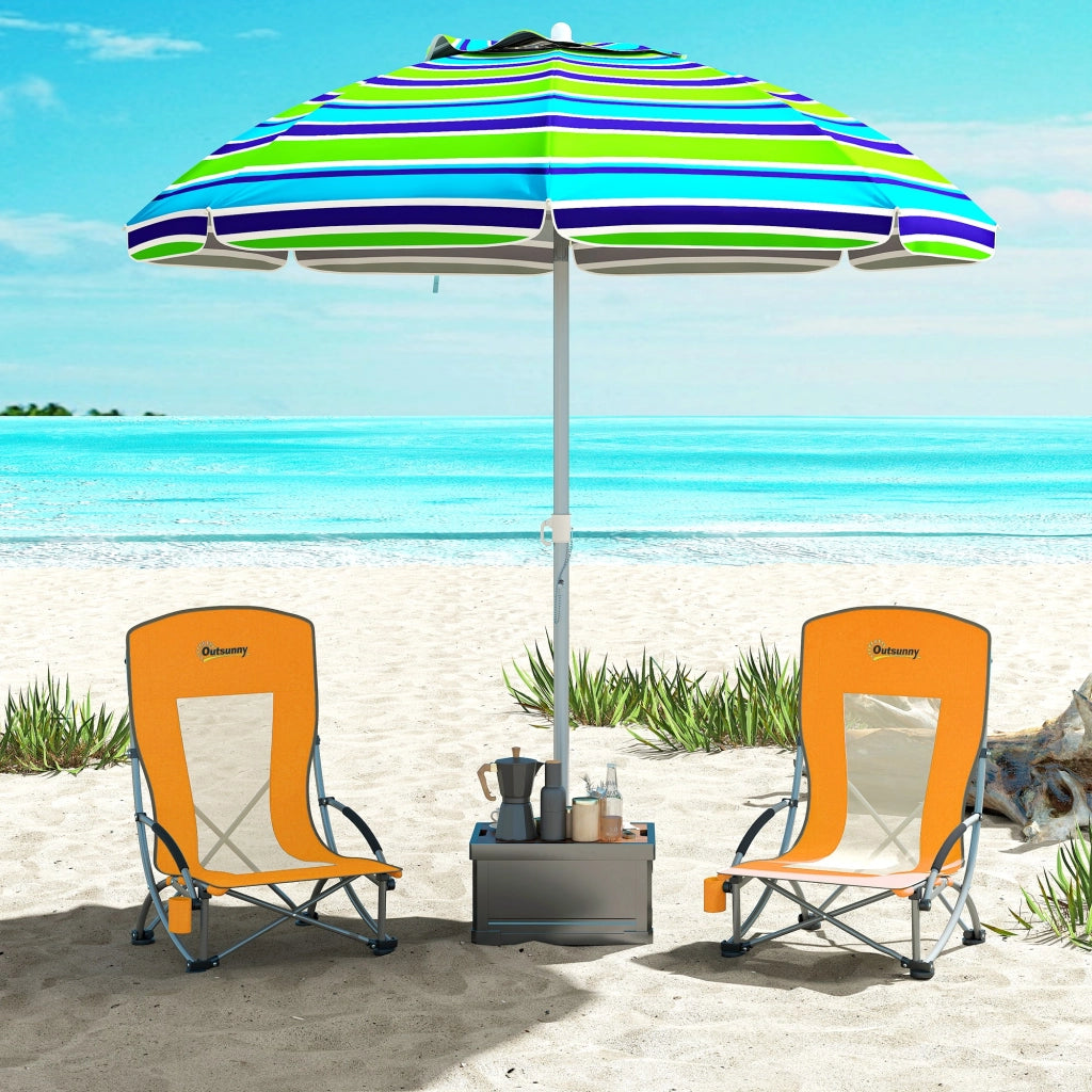 Sedia da spiaggia pieghevole ¨C zephmum ¨C 2 pezzi, arancione, 70x58x79 cm