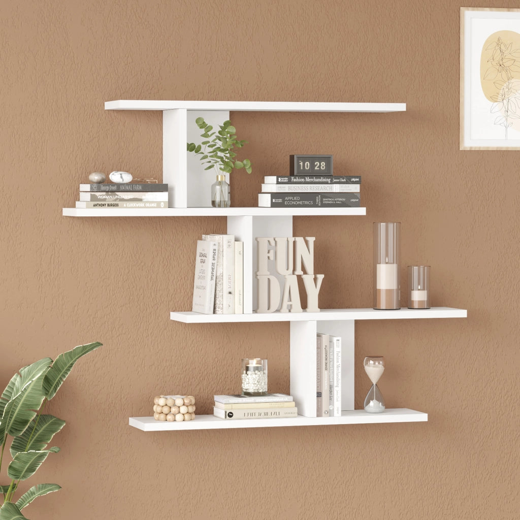 Scaffale da Parete Hökkomi Libreria da Muro 78 x 99 x 15 cm Bianco [en.casa]