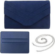 Borsa da Spalla Elegante Blu Disegno - Manica Nera - Portafoglio - Tastiera - Materiale Suède/Polyester - Dimensioni 23 x 15 x 5 cm