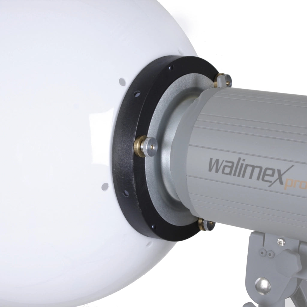 Sfera diffusore Ø 40 cm con attacco universale, produce una luce morbida e soffusa, compatibile con molti flash, sagomatore di luce ideale per ritratti e fotografia in interni