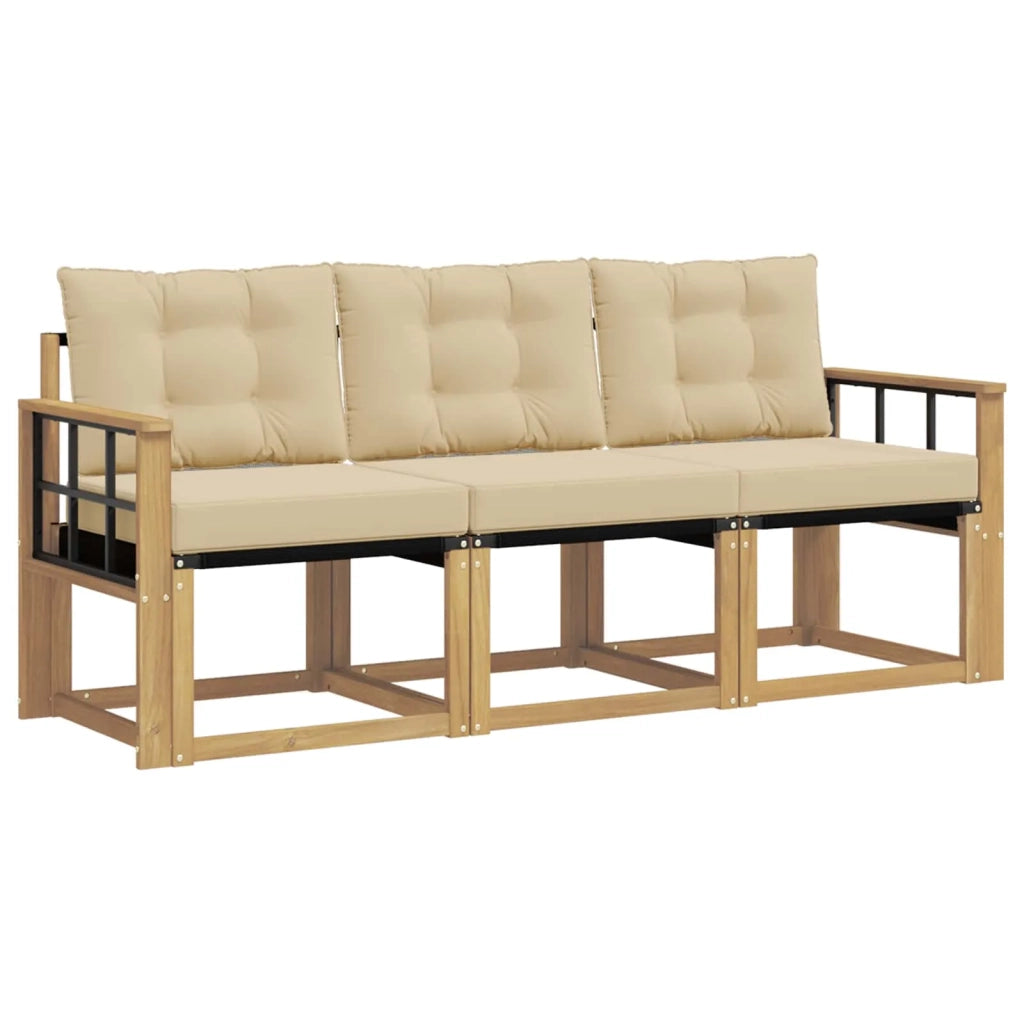 Set di divani da esterno con cuscino 3 pcs Bianco e Beige 3389171