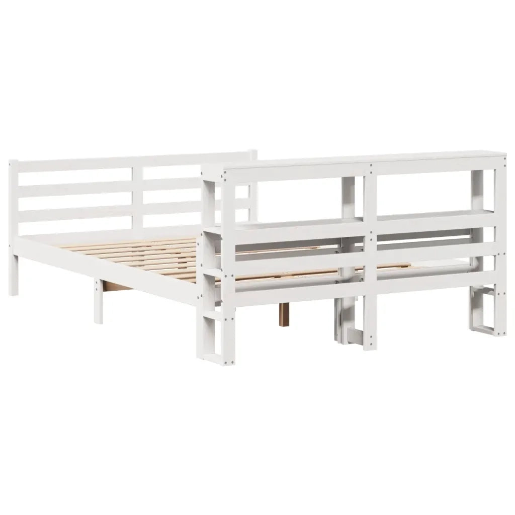 Giroletto con Testiera Bianco 150x200 cm Legno Massello di Pino