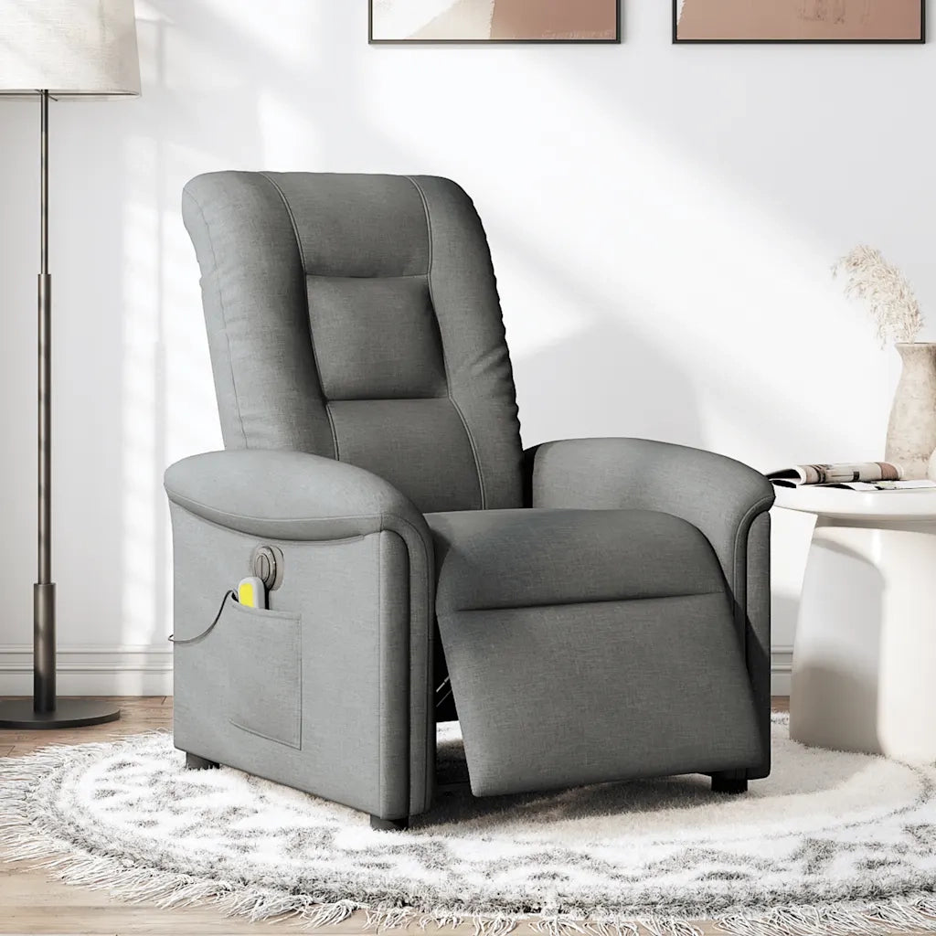 Divano Sedia-Poltrona Reclinabile Massaggio Elettrica Grigio Scuro Tessuto 108578