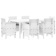 Set da Pranzo per Giardino 7 pz | Set Salotto da Giardino Bianco Rattan Polt