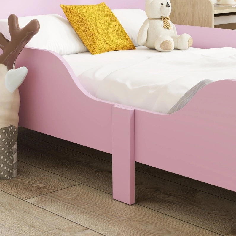 Letto per bambini con sponde in MDF e legno; rosa