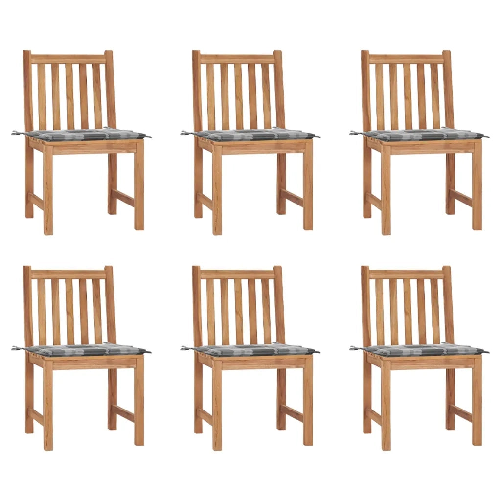 Sedie da Giardino 6 pz con Cuscini in Legno Massello di Teak
