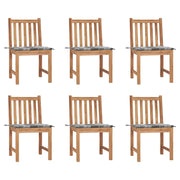 Sedie da Giardino 6 pz con Cuscini in Legno Massello di Teak