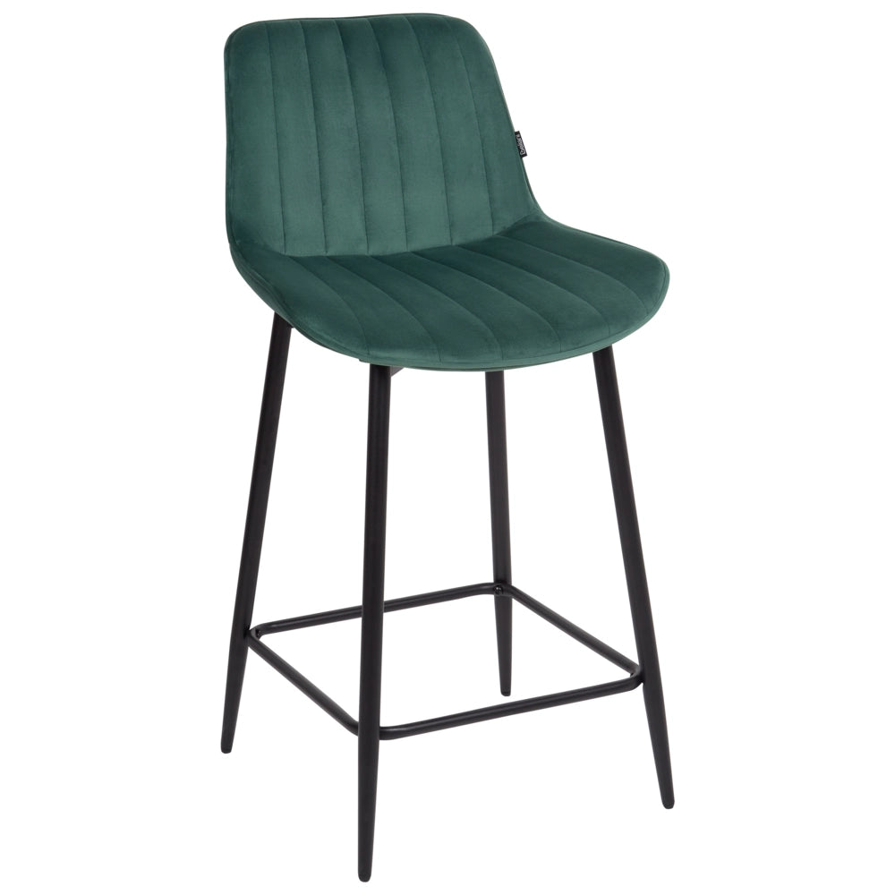 Set di 2 sedie da bar in velluto verde smeraldo gambe in acciaio nero senza braccioli set da pranzo salotto soggiorno moderno