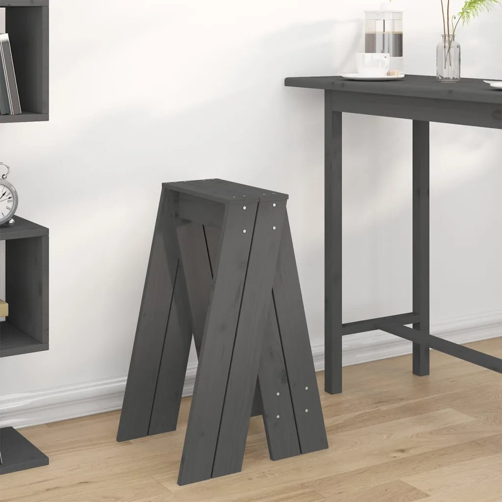 Sgabelli 2 pz grigio 40x40x75 cm in Legno Massello di Pino 823671