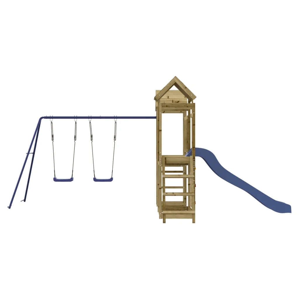 Altalene per parco giochi all'aperto scivolo altalene robuste giochi da giardino 505 x 332 x 214 cm legno di pino impregnato 02_0004829