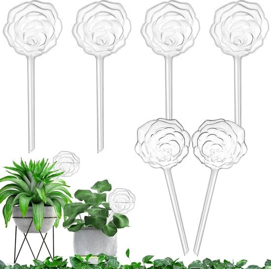 6 grandi palloni di irrigazione - 25 x 10,5 cm palloni di irrigazione per piante, pot plant, auto-irrigazione, palloni PVC di irrigazione per piante, dispenser d'acqua per piante in vacanza, palloni di irrigazione a dosaggio regolabile