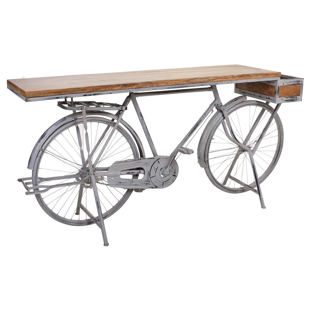 Mobile da ingresso in legno e metallo laccato argento 198x50x94h