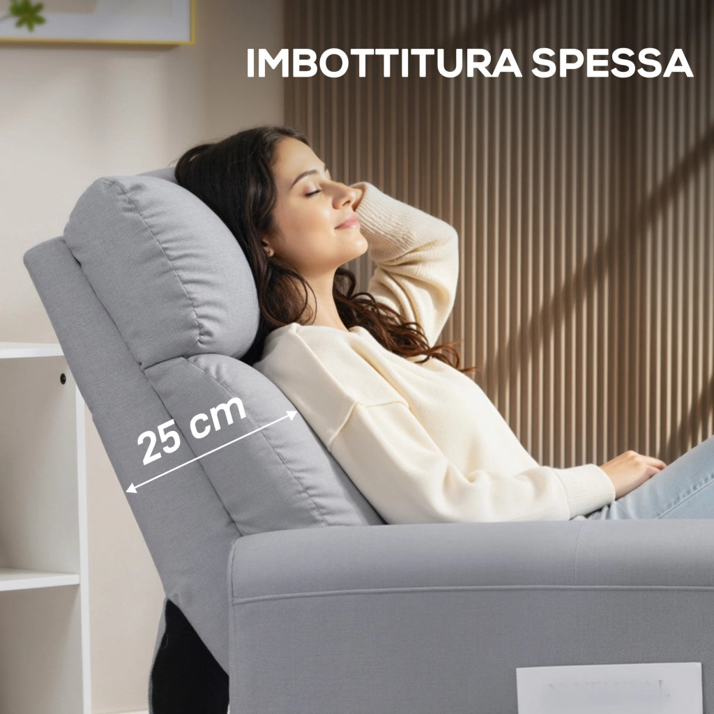Poltrona Reclinabile Massaggiante Elettrica con Poggiapiedi in Tessuto Grigio Chiaro ¨C Minimal ¨C 73x86x100 cm