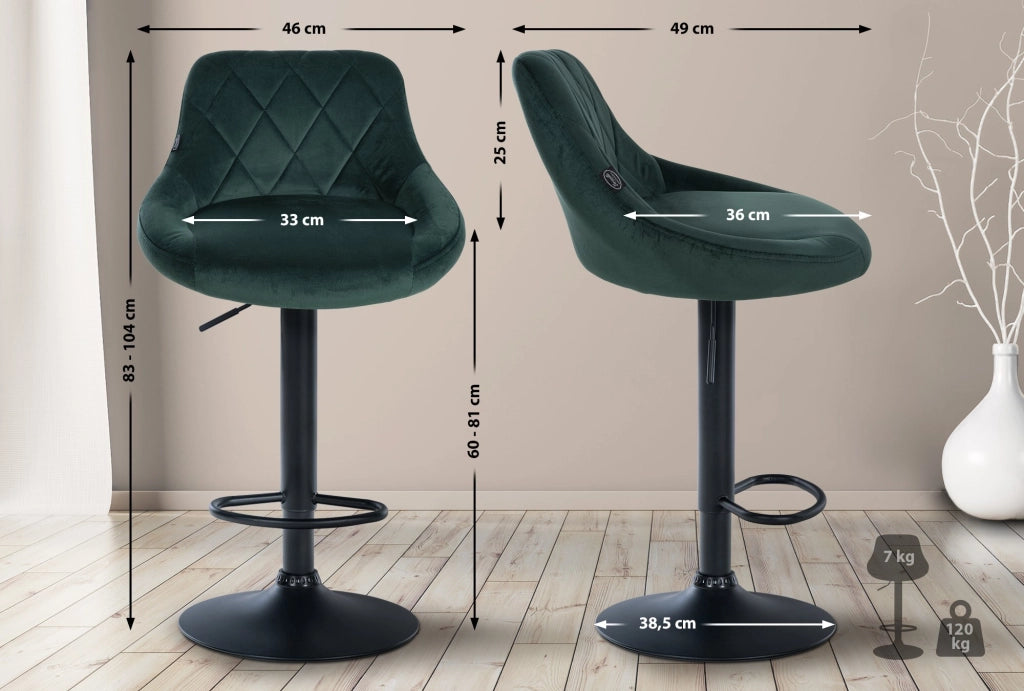 2er Set Barhocker Lazio Samt schwarz