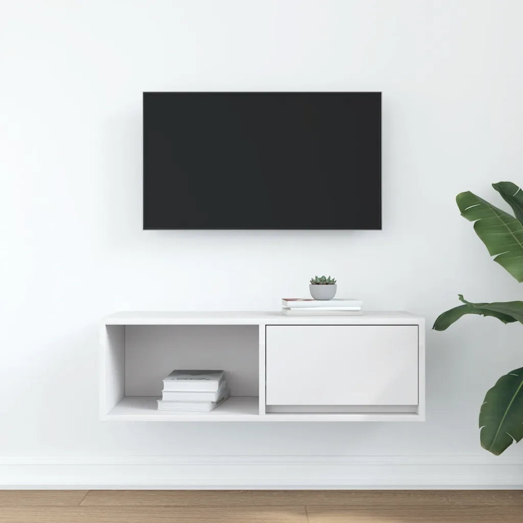 Mobile Porta TV Bianco 80x31x25,5 cm in Legno Multistrato