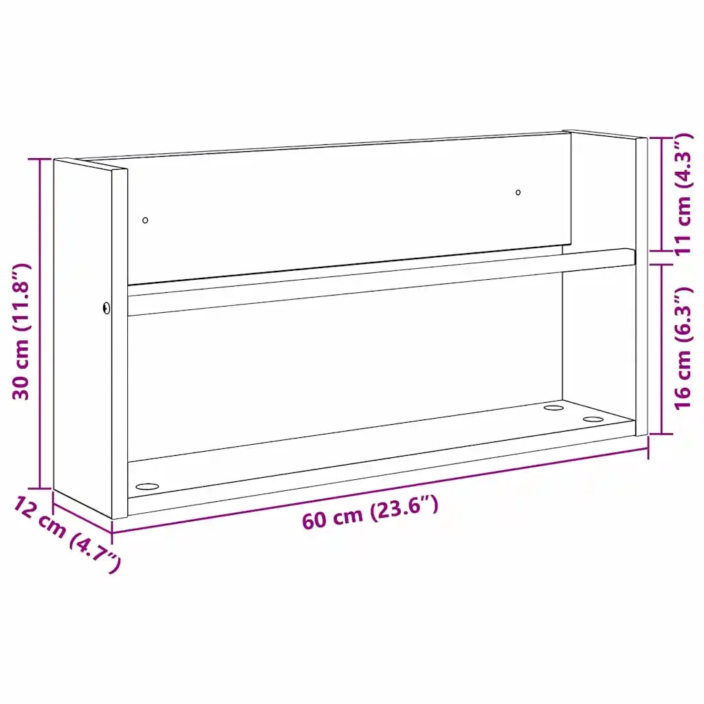 Scaffale per riviste Rovere Nero 60 x 12 x 30 cm CFW2323599