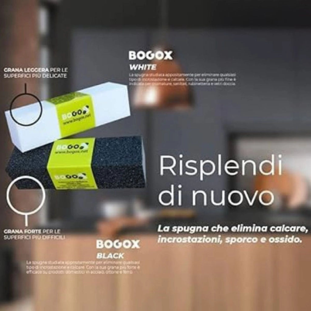SPUGNA BOGOX WHITE ELIMINA INCROSTAZIONI E CALCARE SU SUPERFICI DELICATE - WHITE - SANITARI/RUBINETTERIA/VETRI  - BOX