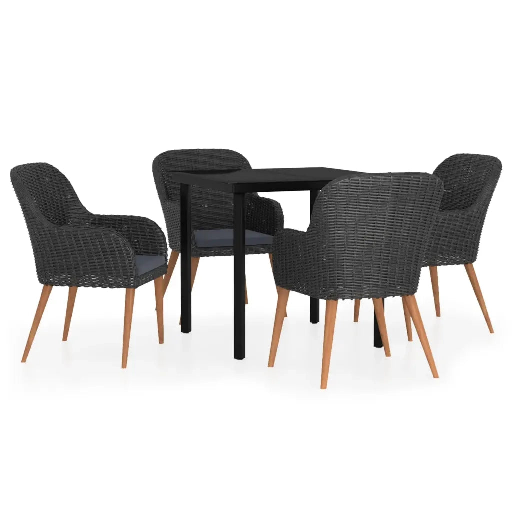 Set da Pranzo per Giardino 5 pz con Cuscini Nero cod mxl 39850