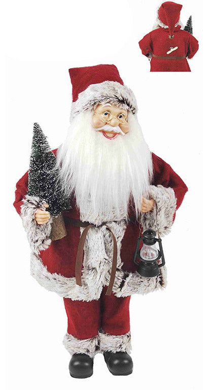 Pupazzo Babbo Natale H45 cm con Carillon e Movimento Rosso