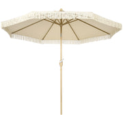 Ombrellone da giardino con manovella e frange ¨C zephmum ¨C crema ?265x244 cm