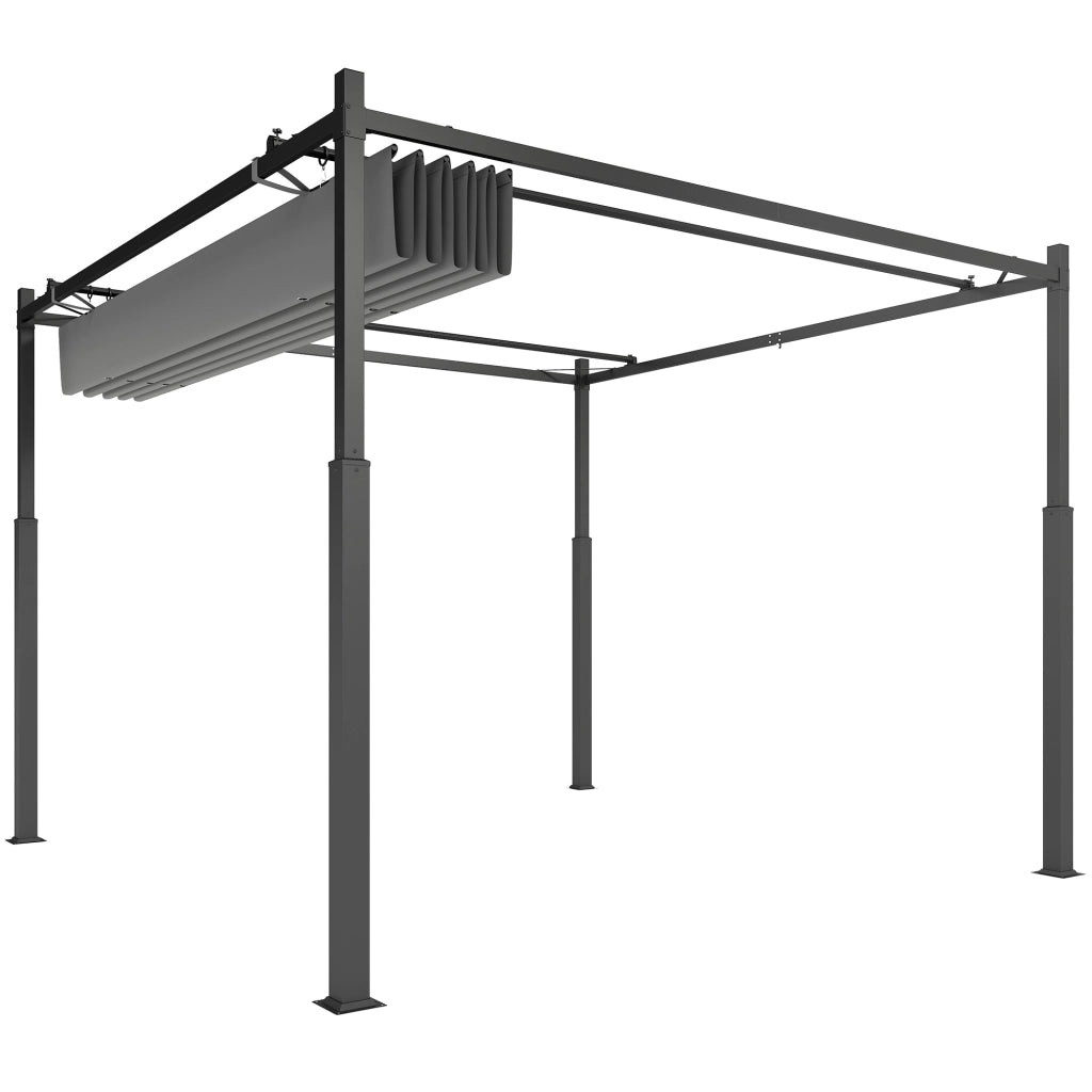 Pergola 3x3 m con Schiebedach ¨C zephmum ¨C Grigio, Polipropilene, 300x300x240 cm