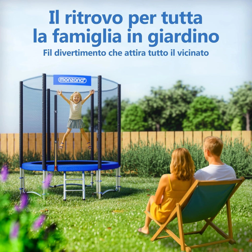 ® Trampolino Ø 183-427cm Set Completo Tappeto Elastico Rete Sicurezza Trampolino Elastico