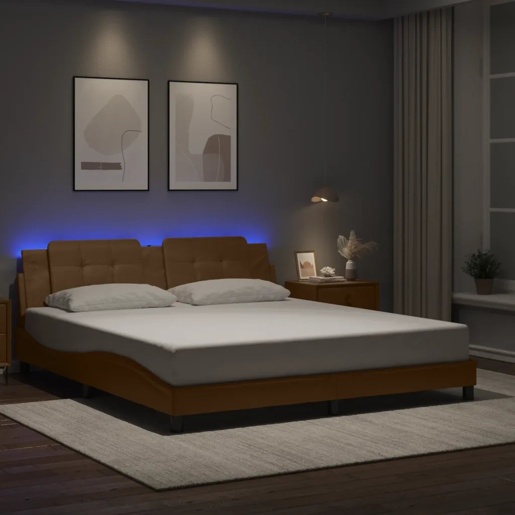 Giroletto con LED senza Materasso Zadar Cappuccino 180x200 cm 3214128