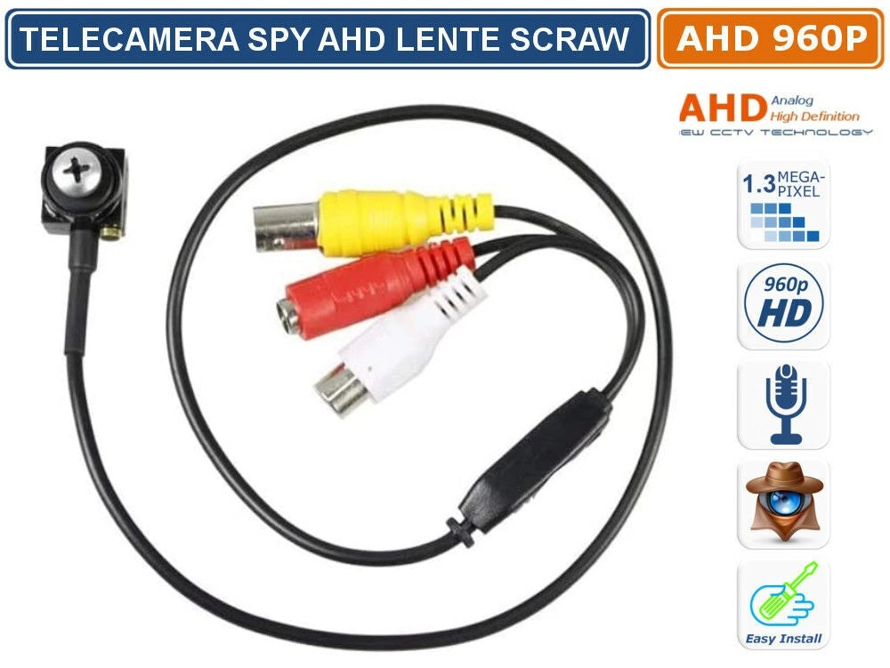 MINI TELECAMERA SPY SCRAW AHD 960P 1.3 MPX 1280X960 3.7MM MICROFONO AUDIO