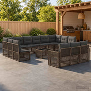 Set Divano da Giardino 14 pz Grigio e Grigio Scuro polyrattan 3435278