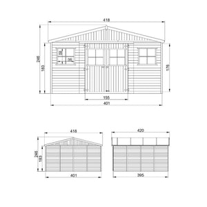 Casa da giardino in legno H246x418x420 cm/16 m?² - TIMBELA M330