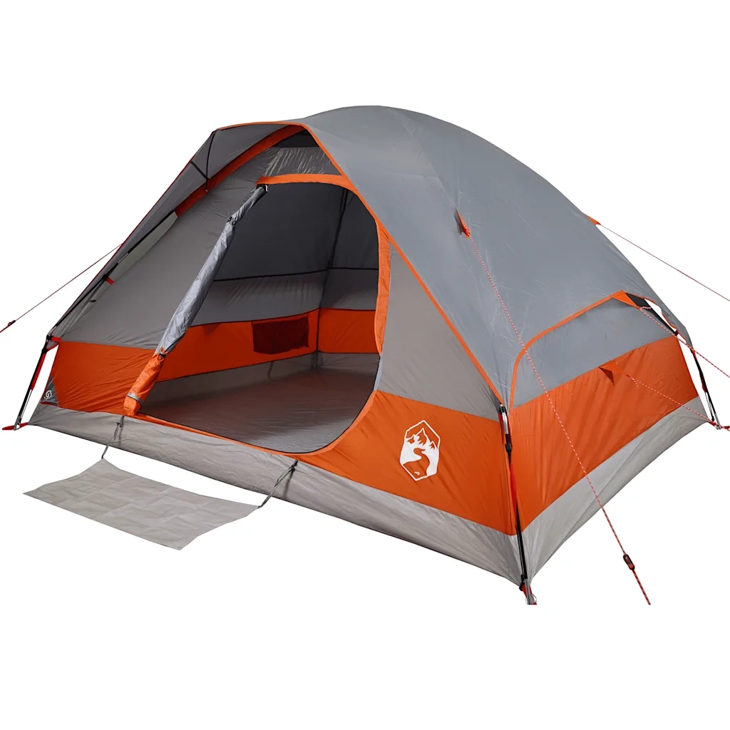 Tenda da Campeggio a Cupola 4 Persone-Tenda per Escursionismo Grigio e Arancione 624610
