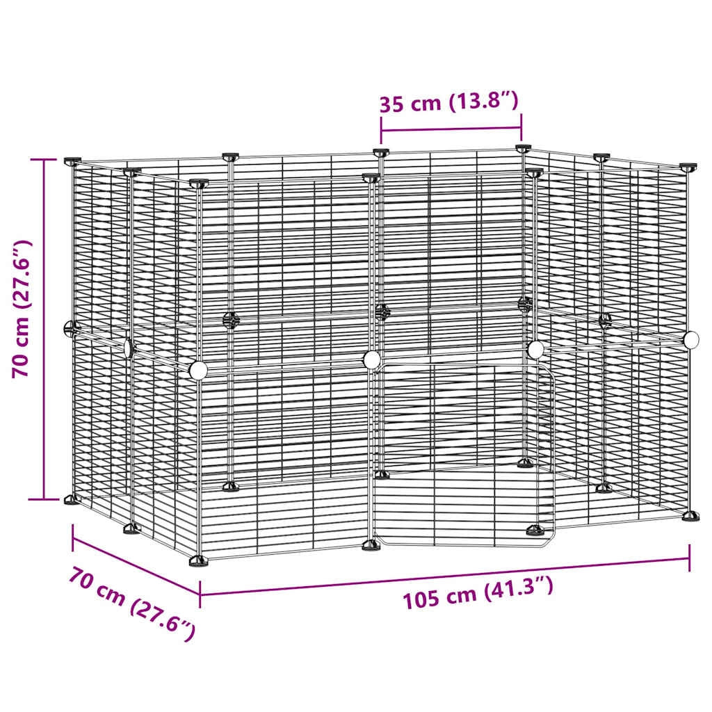 Gabbia per animali domestici a 20 pannelli con porta 35 x 35 cm nera 02_0041567