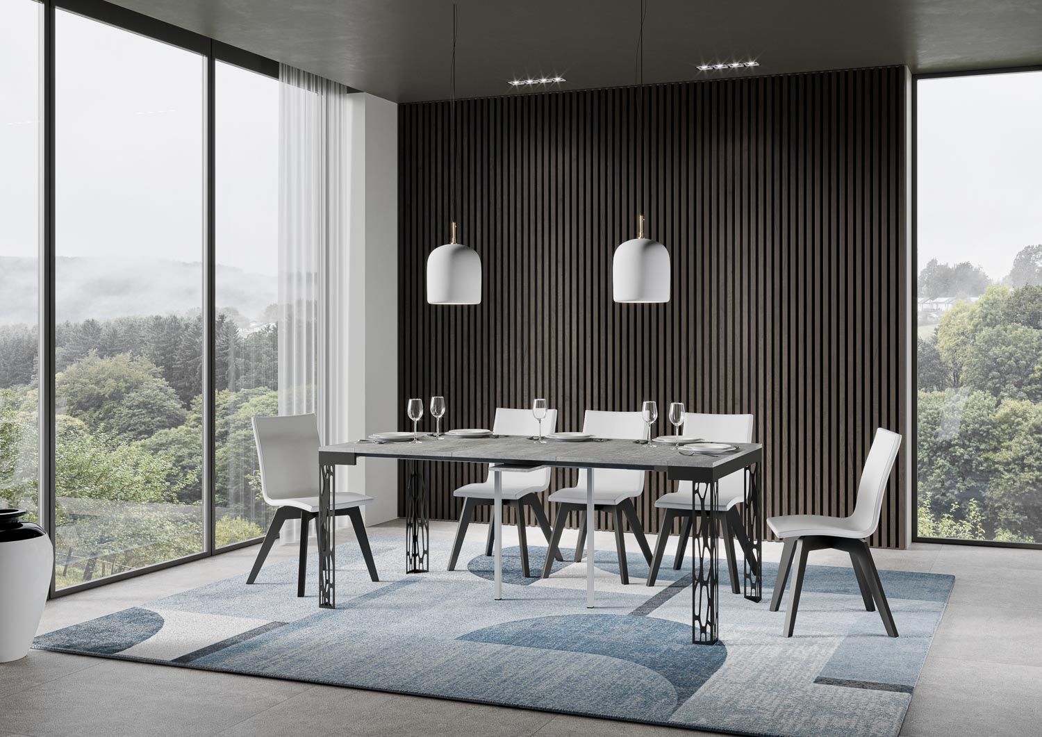 Consolle Allungabile 90-300x40x77 cm in Nobilitato Grigio