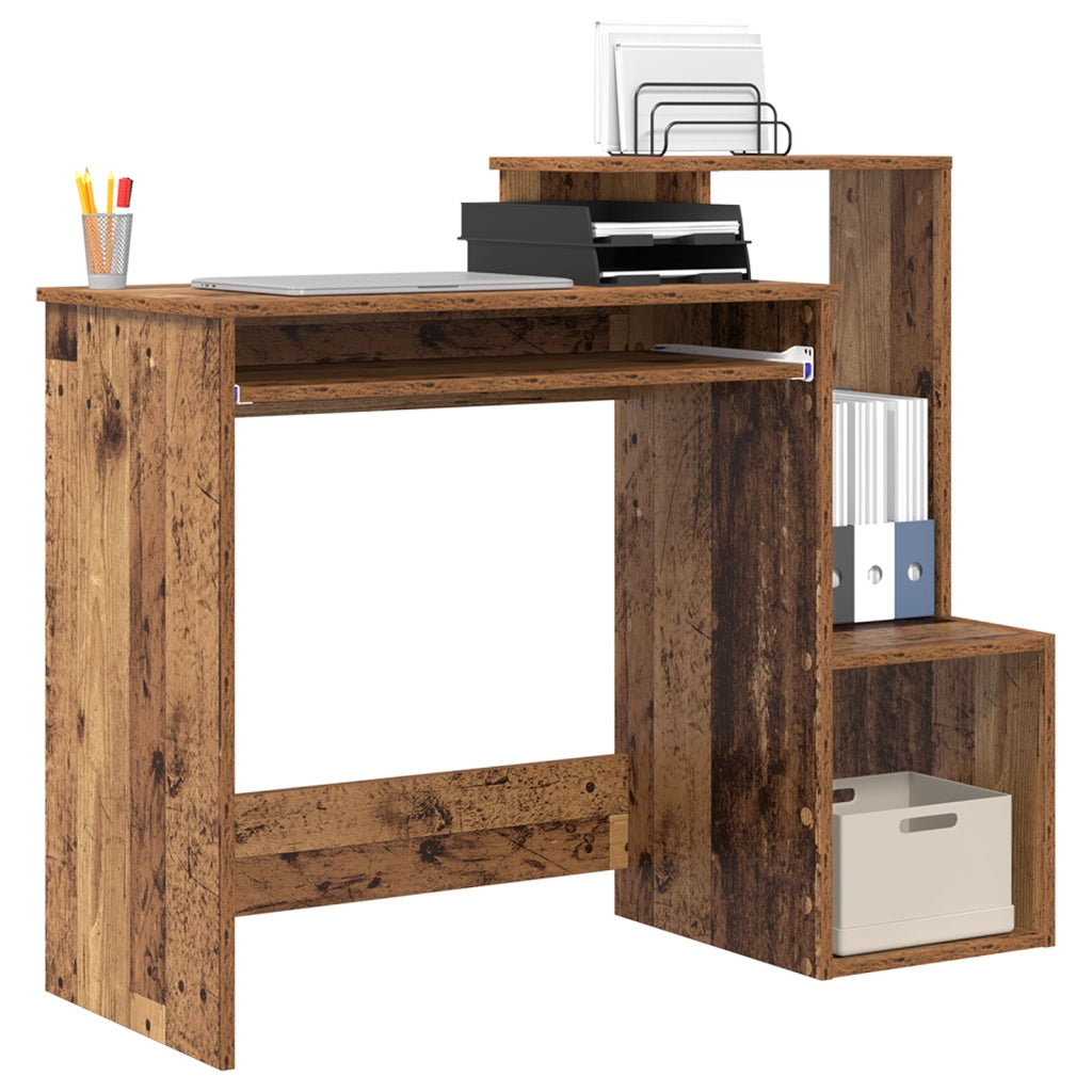 Scrivania Marrone per Computer Legno Vecchio Legno Ingegnerizzato