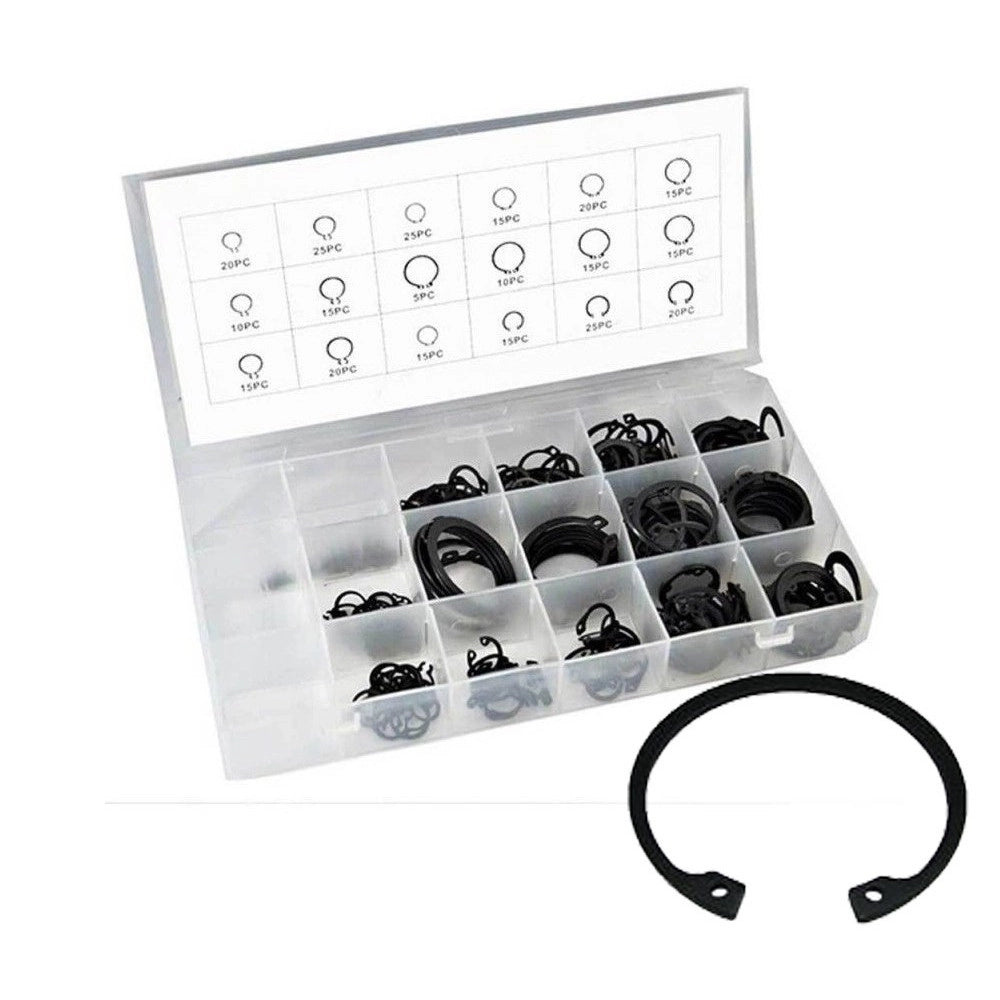 Trade Shop - Kit Anelli Elastici Seeger Set Box Da 300 Pz Diverse Misure Fermi Assiale Becco -