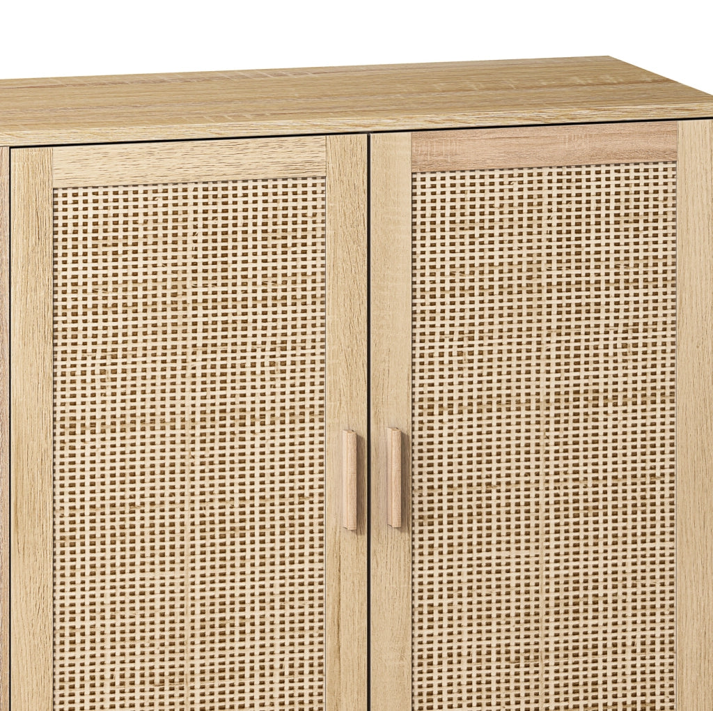 Mobile contenitore a 4 ante in rattan naturale