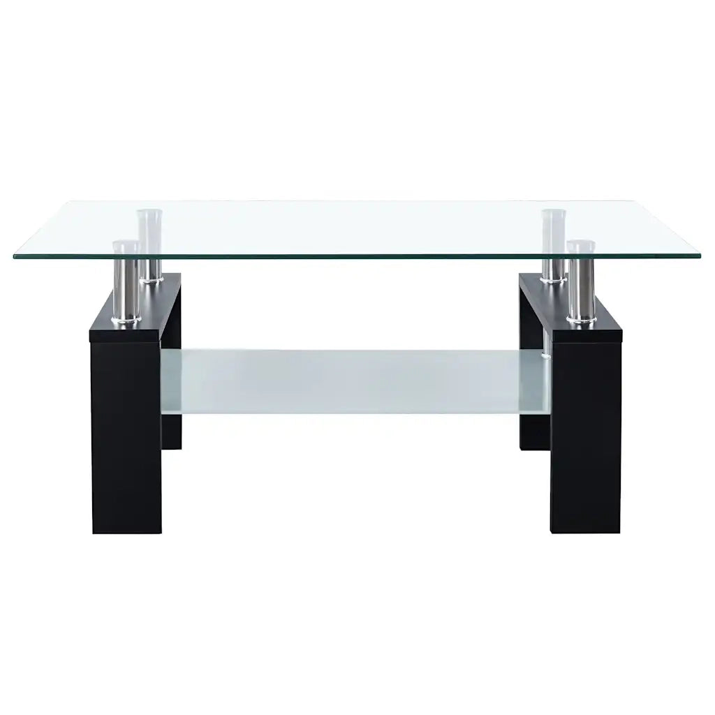 Tavolino Salotto Nero e Trasparente 95x55x40 cm Vetro Temperato 330303
