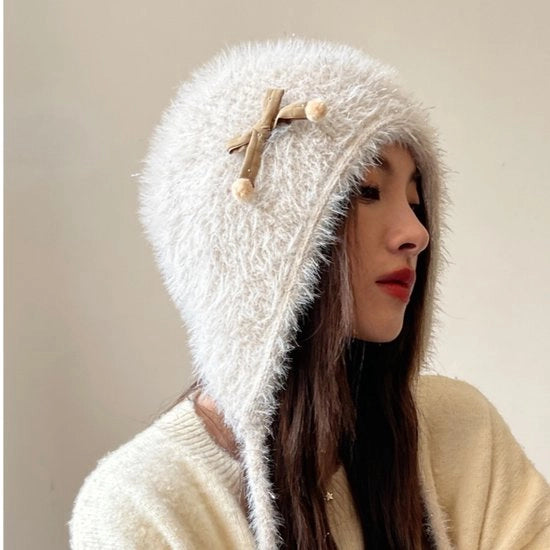 Muffa in stile coreano beige per donne, calda e accogliente per l'autunno e l'inverno